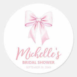 Pegatina Redonda Tendencias de Acuarela Rosa Lazo Coquette Despedid