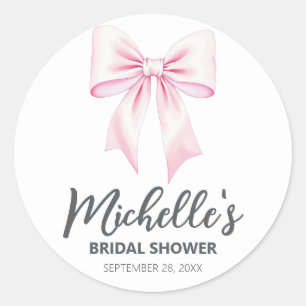 Pegatina Redonda Tendencias de Acuarela Rosa Lazo Coquette Despedid