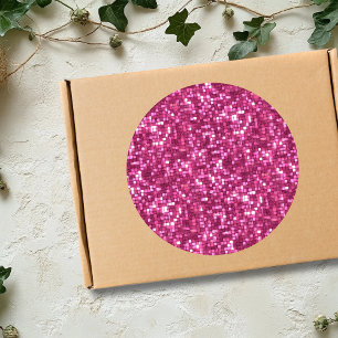 Pegatina Redonda Tendencias de San Valentín Rosa Brillante Estilo D