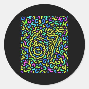 Pegatina Redonda Tendencias Gen Z Alpha Seis Siete 6 7 _6