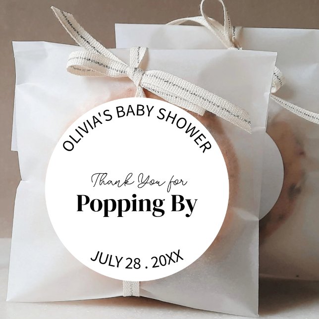 Pegatina Redonda Tendencias Gracias por Pasar por Bebé Ducha Nupcia (Subido por el creador)