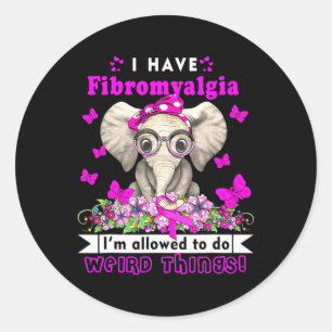 Pegatina Redonda Tener Fibromialgia Conciencia Mes Elefante Púrpura