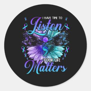 Pegatina Redonda Tener Tiempo Para Escuchar La Conciencia Sobre La