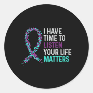 Pegatina Redonda Tener Tiempo Para Escuchar Los Awarenes Suicidas D