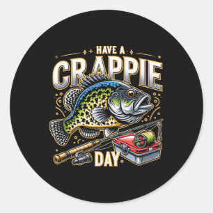Pegatina Redonda Tener un humor divertido de la pesca de crappie br