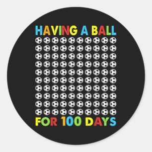 Pegatina Redonda Tener Una Pelota Por 100 Días De Fútbol Escolar 10