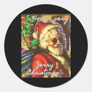 Pegatina Redonda Tenga una muy Jerry Navidad Garcia Santa Fiesta