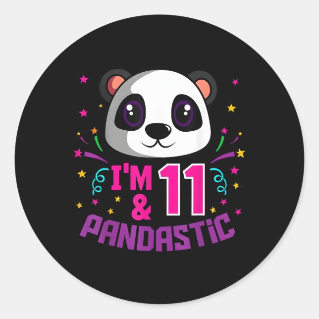 Pegatina Redonda Tengo 11 Años Pandastic Py Panda Bday (Anverso)