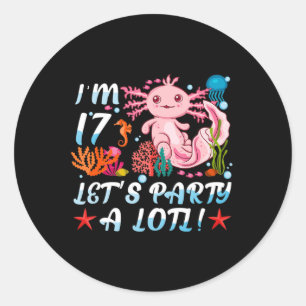 Pegatina Redonda Tengo 17 años, Fiesta A Lotl Cute Axolotl Anime Gi