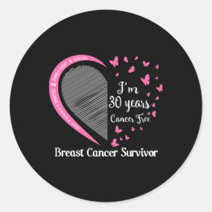 Pegatina Redonda Tengo 30 años sin cáncer, sobreviviente de cáncer 