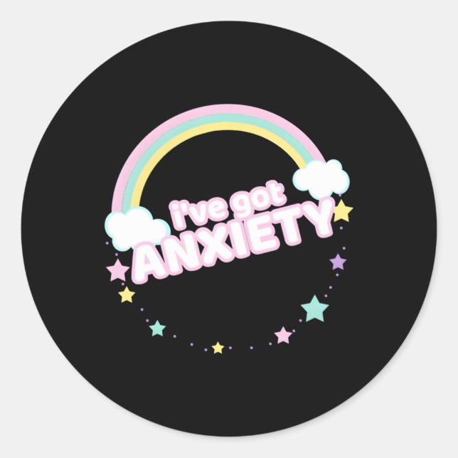 Pegatina Redonda Tengo Ansiedad En El Arcoiris Tengo Ansiedad (Anverso)