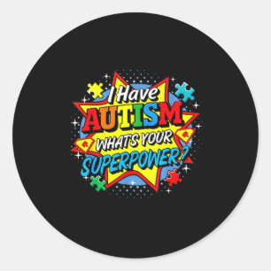 Pegatina Redonda Tengo Autismo Cuál Es Tu Rompecabezas Superpoder H