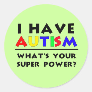 Pegatina Redonda Tengo Autismo. ¿Cuál es tu superpoder?