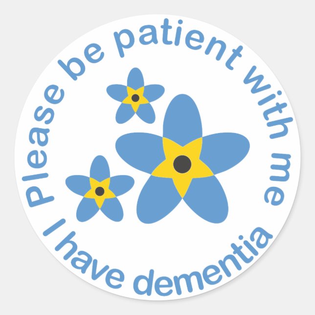 Pegatina Redonda Tengo Dementia Olvídenme No (Anverso)
