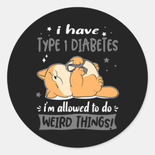 Pegatina Redonda Tengo Diabetes Tipo 1 A La Que Puedo Hacer Rara.