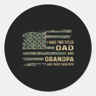 Pegatina Redonda Tengo Dos Títulos Papá Y Los Padres Abuelos Day Am