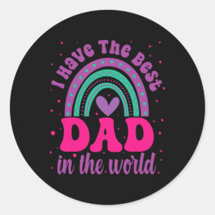Pegatina Redonda Tengo El Mejor Papá En El Día Mundial De Los Padre
