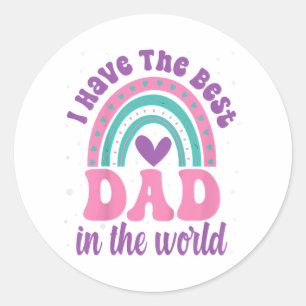 Pegatina Redonda Tengo El Mejor Papá En El Mundo Del Niño Chica Fat
