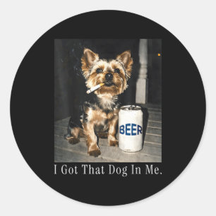 Pegatina Redonda Tengo ese perro en funny yorkie fumando cigarrillo
