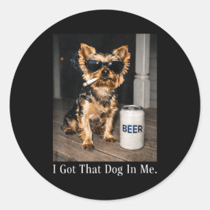 Pegatina Redonda Tengo ese perro en funny yorkie fumando meme de ci