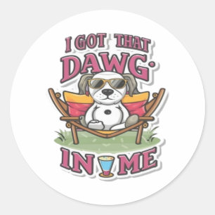 Pegatina Redonda Tengo Ese Perro En Mi Camiseta Clásica (7)