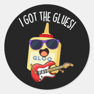 Pegatina Redonda Tengo Glues Funny Blues Pun Dark BG