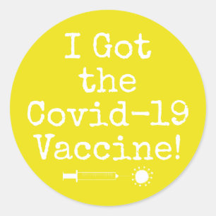 Pegatina Redonda Tengo la vacuna Covid-19 simple amarillo brillante