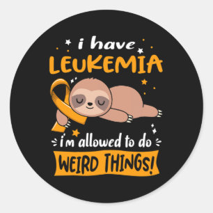 Pegatina Redonda Tengo Leucemia, me permiten hacer cosas raras