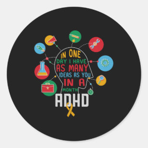 Pegatina Redonda Tengo Muchas Ideas Adhd Awareness Colors Ad