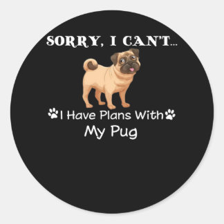 Pegatina Redonda tengo planes con mi pug