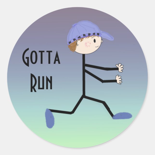 Pegatina Redonda Tengo que correr (Anverso)