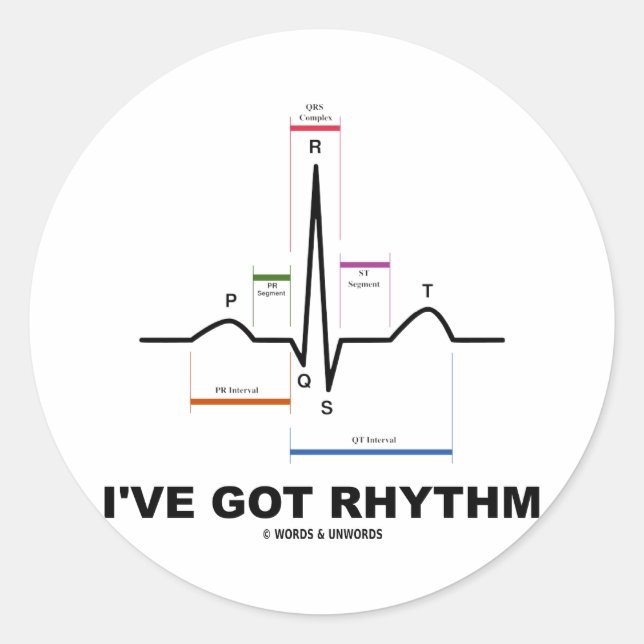 Pegatina Redonda Tengo ritmo (ECG - EKG Heart Beat) (Anverso)