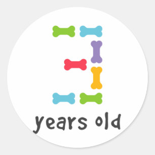 Pegatina Redonda Tengo tres años