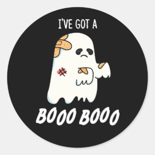 Pegatina Redonda Tengo un Boo Boo Gracioso Ghost Pun Dark BG