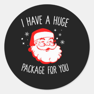 Pegatina Redonda Tengo Un Enorme Paquete Para Ti Sucio Santa