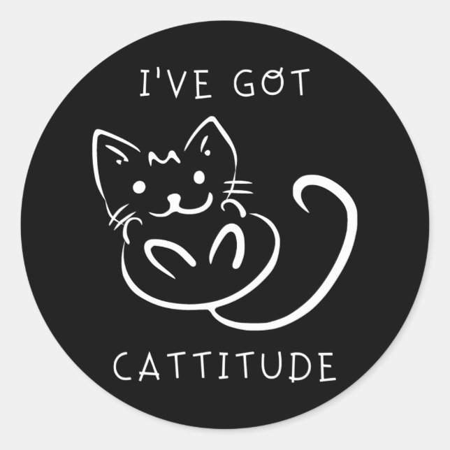 Pegatina Redonda Tengo un gato gracioso (Anverso)
