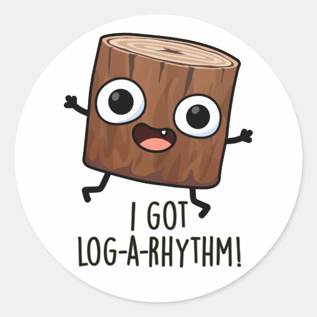 Pegatina Redonda Tengo un gol-a-rhythm Funny Wood Pun (Anverso)