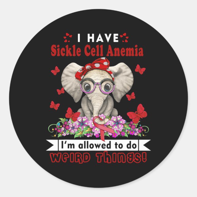 Pegatina Redonda Tengo una anemia falciforme Conciencia (Anverso)