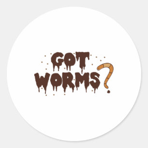 Pegatina Redonda ¡Tengo Worms! Compostaje divertido de gusanos de H