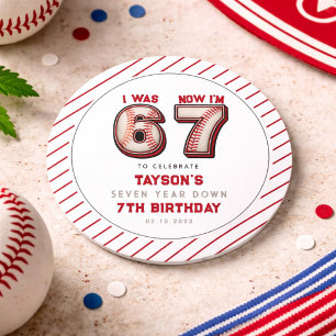 Pegatina Redonda Tenía 6, Ahora Tengo 7 – Cumpleaños de Béisbol núm