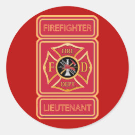 Pegatina Redonda Teniente de bombero