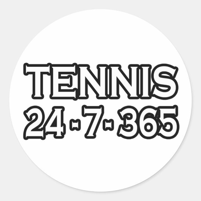 Pegatina Redonda Tenis 24-7-365 (Anverso)
