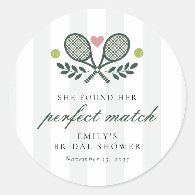 Pegatina Redonda Tenis Boda Perfect Match (Anverso)