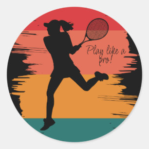 Pegatina Redonda Tenis Chica Femenina