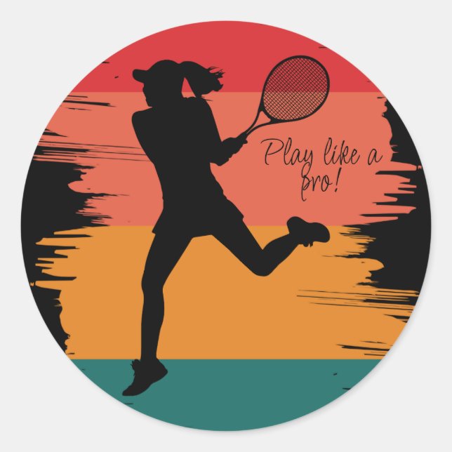 Pegatina Redonda Tenis Chica Femenina (Anverso)