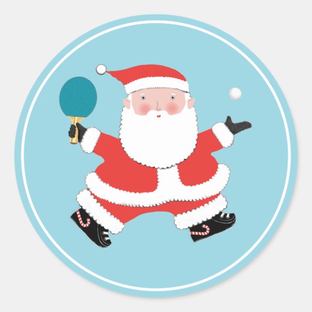 Pegatina Redonda Tenis de Mesa Navidad (Anverso)