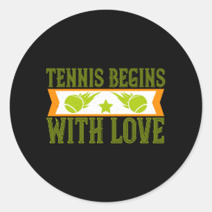 Pegatina Redonda Tenis - El tenis empieza con amor