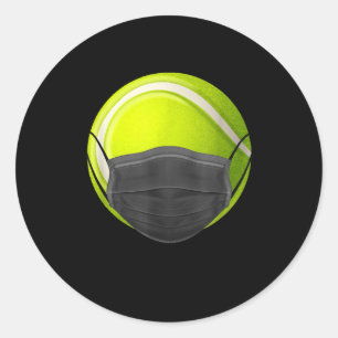 Pegatina Redonda Tenis Face Mask Funny Tennis Quarantine Gift Rack