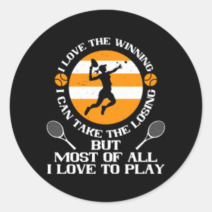 Pegatina Redonda Tenis - Me encanta ganar Me encanta jugar