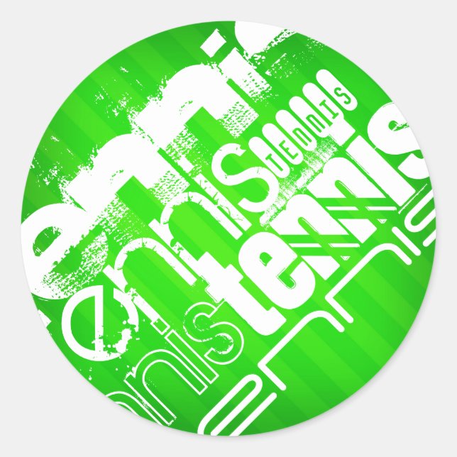 Pegatina Redonda Tenis; Neon Green Stripes. (Anverso)